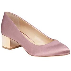 Vince Camuto Pink Satin w/ Gold Block Heels